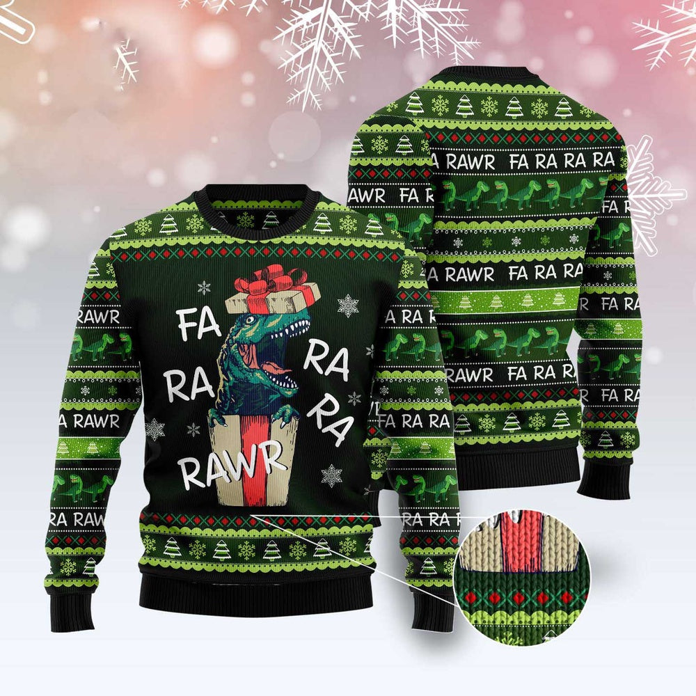 Dinosaur Gift Farararawr Ugly Christmas Sweater, Funny Xmas Sweater, Sweater Xmas