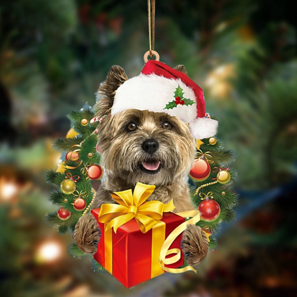 Dog Christmas Ornament, Cairn Terrier Dogs Give Gifts Hanging Ornament, Pet Christmas Ornaments