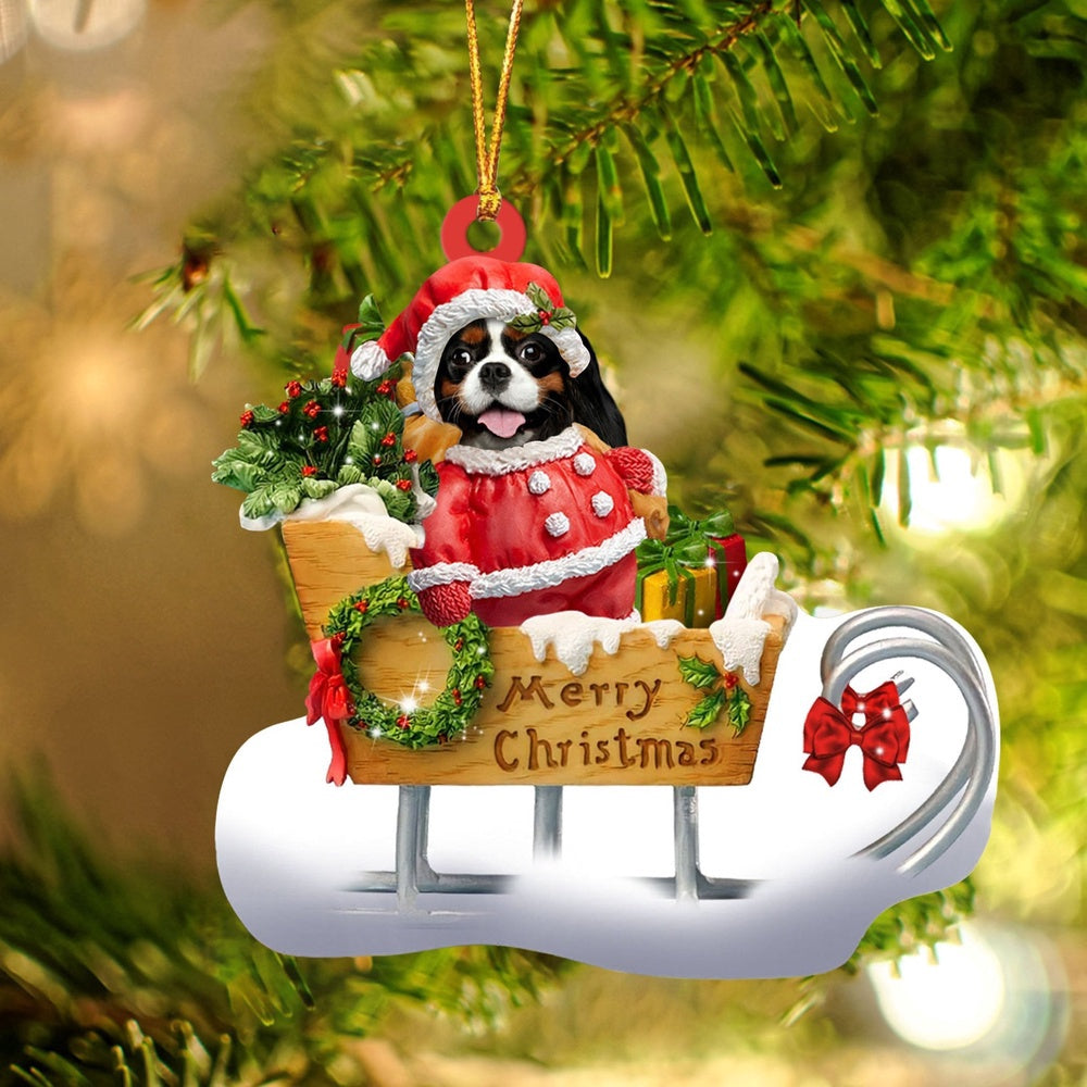 Dog Christmas Ornament, Cavalier King Charles Spaniel Merry Christmas Ornament, Pet Christmas Ornaments