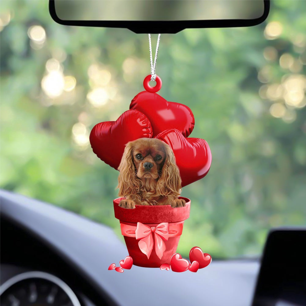Dog Christmas Ornament, Cavalier King Charles Spaniel Red Heart Balloon Ornament, Pet Christmas Ornaments