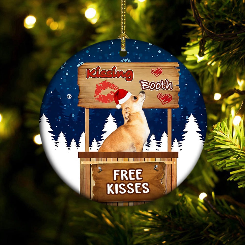 Dog Christmas Ornament, Chihuahua 1 Kissing Booth Christmas Ornament, Pet Christmas Ornaments