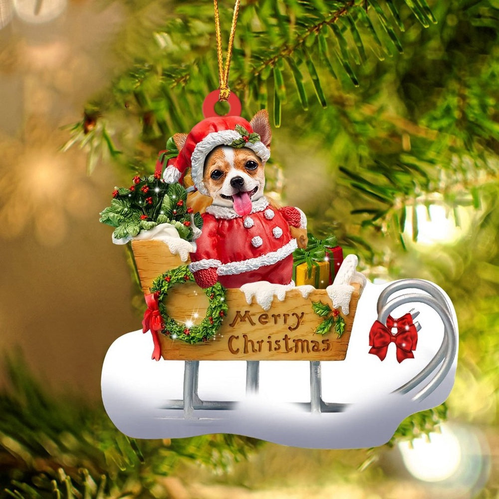 Dog Christmas Ornament, Chihuahua 2 Merry Christmas Ornament, Pet Christmas Ornaments