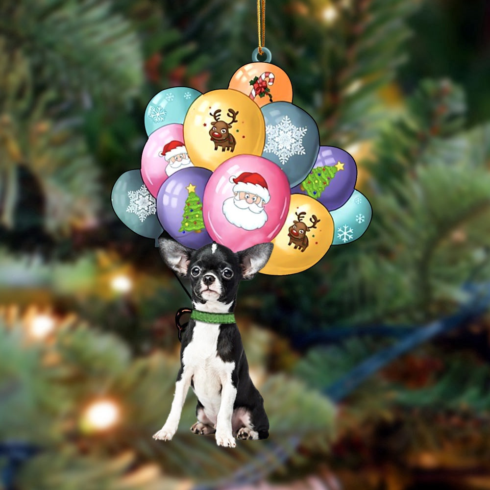Dog Christmas Ornament, Chihuahua With Balloons Christmas Ornament, Pet Christmas Ornaments