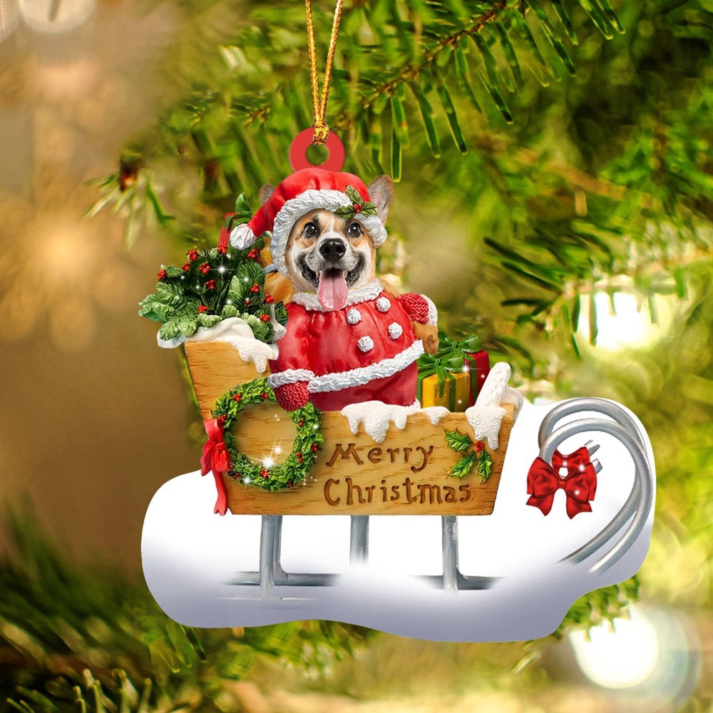 Dog Christmas Ornament, Corgi Merry Christmas Ornament, Pet Christmas Ornaments