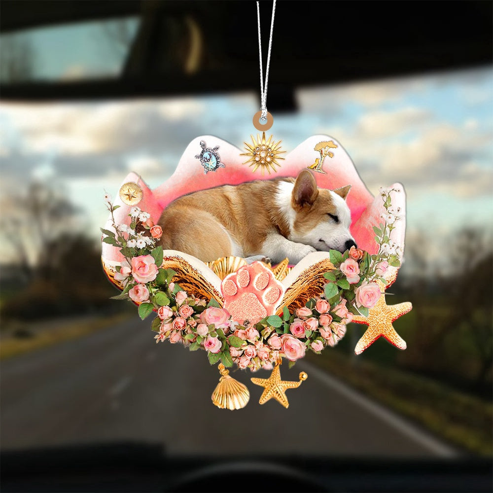 Dog Christmas Ornament, Corgi Sleeping In The Seashell Ornament, Pet Christmas Ornaments