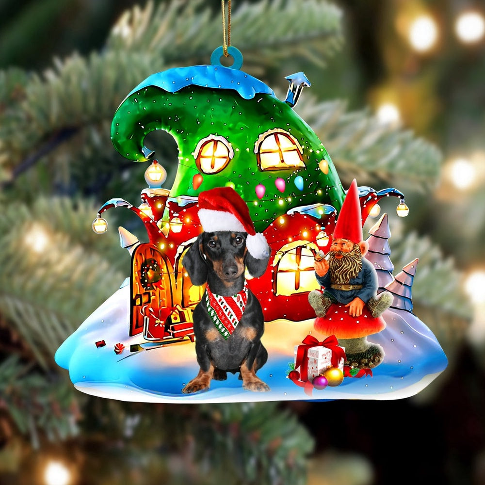 Dog Christmas Ornament, Dachshund 2 With Rudolph'S House Christmas Ornament, Pet Christmas Ornaments
