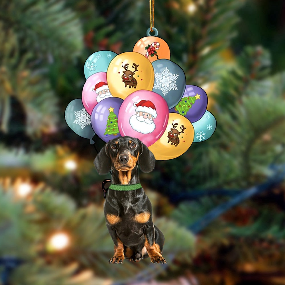 Dog Christmas Ornament, Dachshund 3 With Balloons Christmas Ornament, Pet Christmas Ornaments