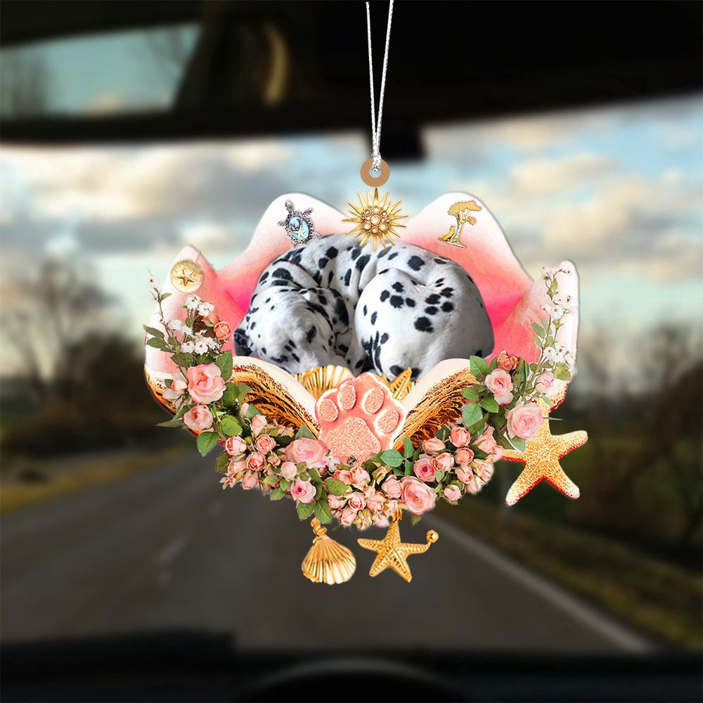Dog Christmas Ornament, Dalmatian Sleeping In The Seashell Ornament, Pet Christmas Ornaments