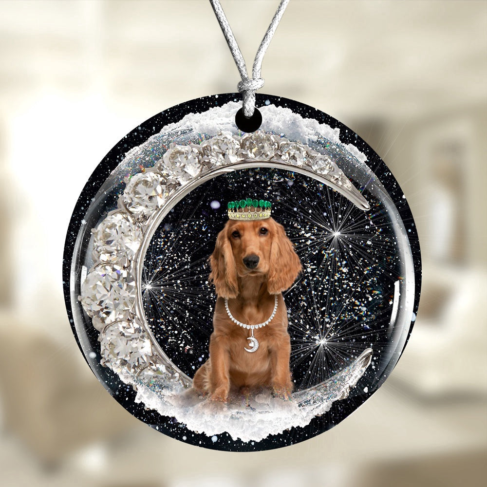 Dog Christmas Ornament, English Cocker Spaniel With Crown Diamond Ornament, Pet Christmas Ornaments