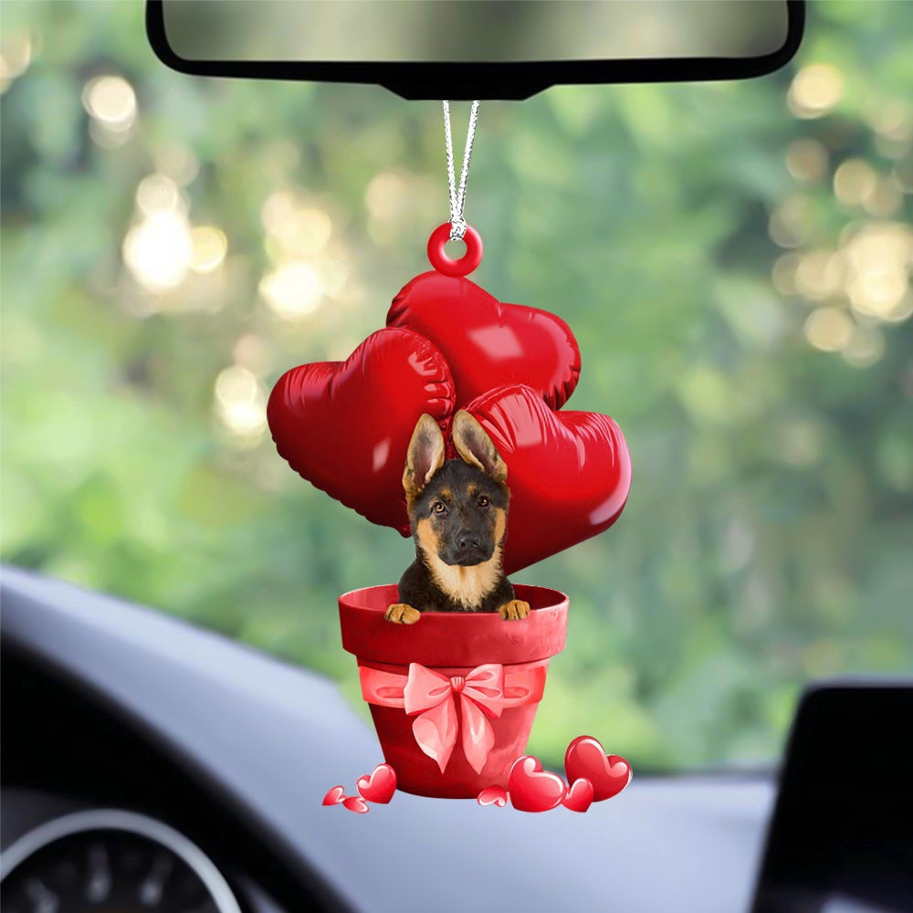 Dog Christmas Ornament, German Shepherd Red Heart Balloon Ornament, Pet Christmas Ornaments