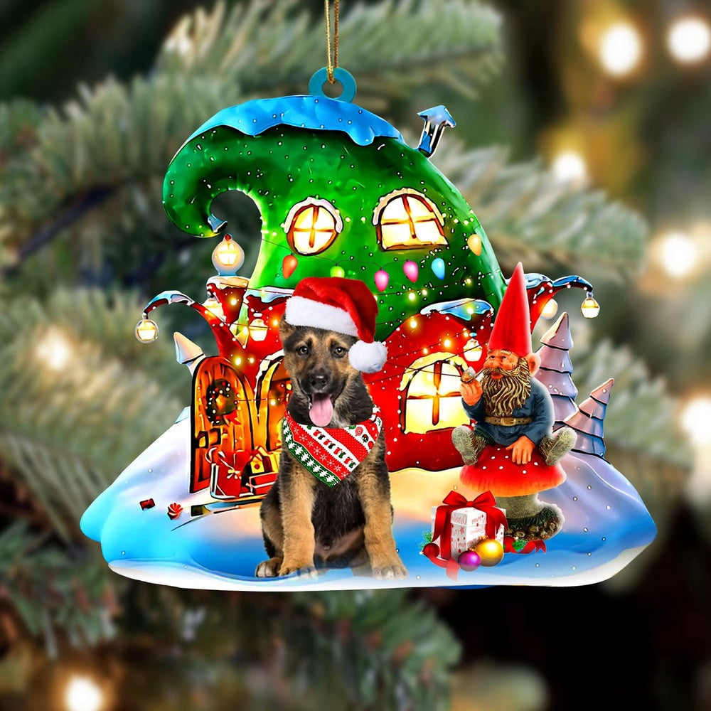 Dog Christmas Ornament, German Shepherd With Rudolph'S House Christmas Ornament, Pet Christmas Ornaments
