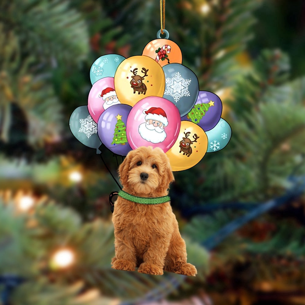 Dog Christmas Ornament, Goldendoodle With Balloons Christmas Ornament, Pet Christmas Ornaments