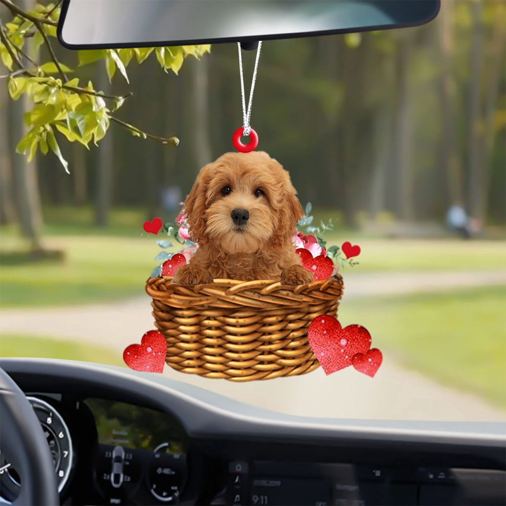 Dog Christmas Ornament, Goldendoodle With Rose & Heart Ornament, Pet Christmas Ornaments