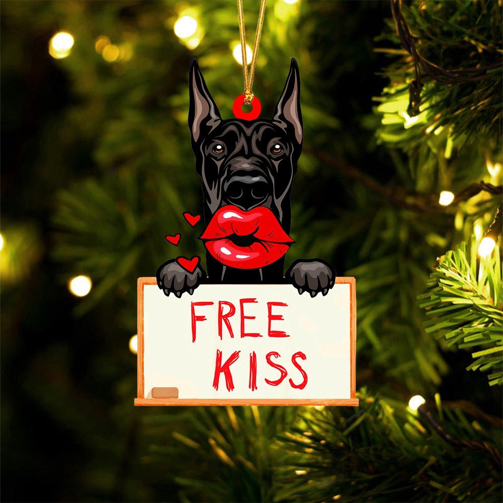 Dog Christmas Ornament, Great Dane Free Kiss Christmas Ornament, Pet Christmas Ornaments