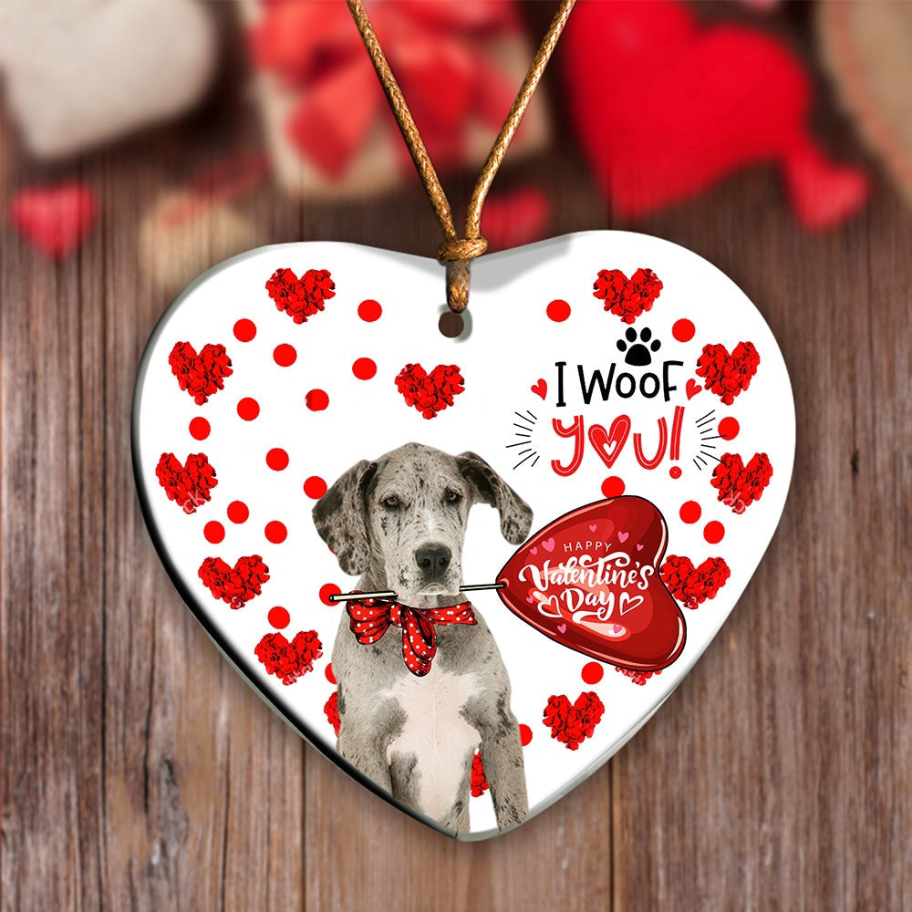 Dog Christmas Ornament, Great Dane Happy Valentine'S Day Ornament, Pet Christmas Ornaments