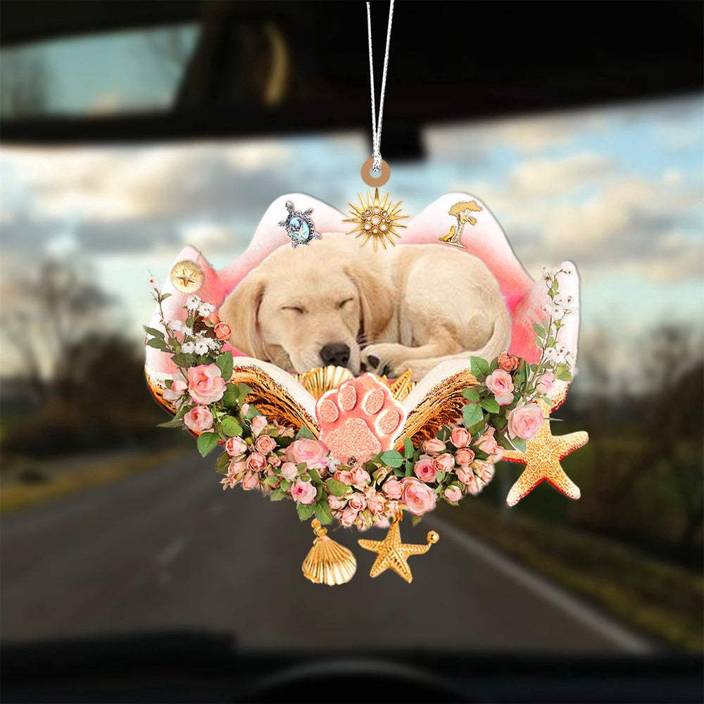 Dog Christmas Ornament, Labrador Retriever Sleeping In The Seashell Ornament, Pet Christmas Ornaments