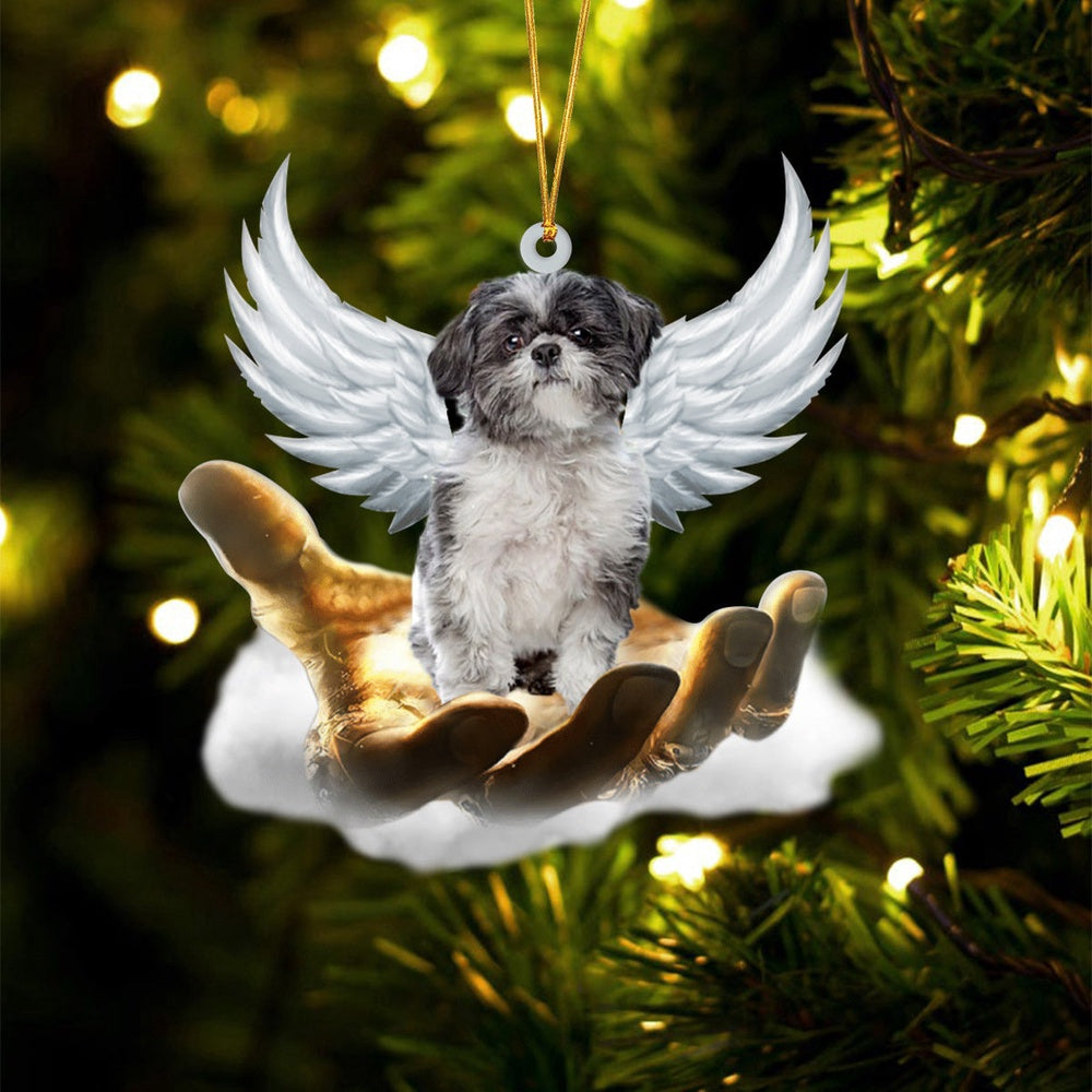 Dog Christmas Ornament, Lhasa Apso On The Hands Of Jesus Ornament, Pet Christmas Ornaments