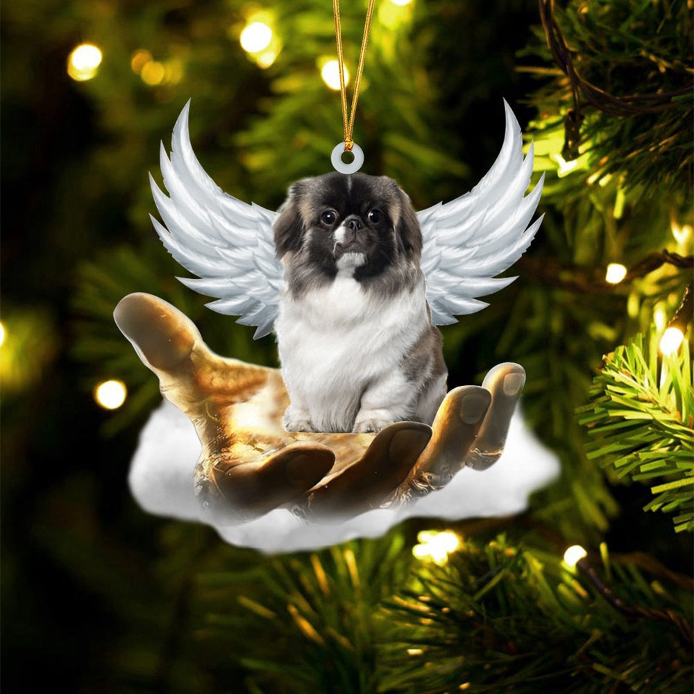Dog Christmas Ornament, Pekingese On The Hands Of Jesus Ornament, Pet Christmas Ornaments