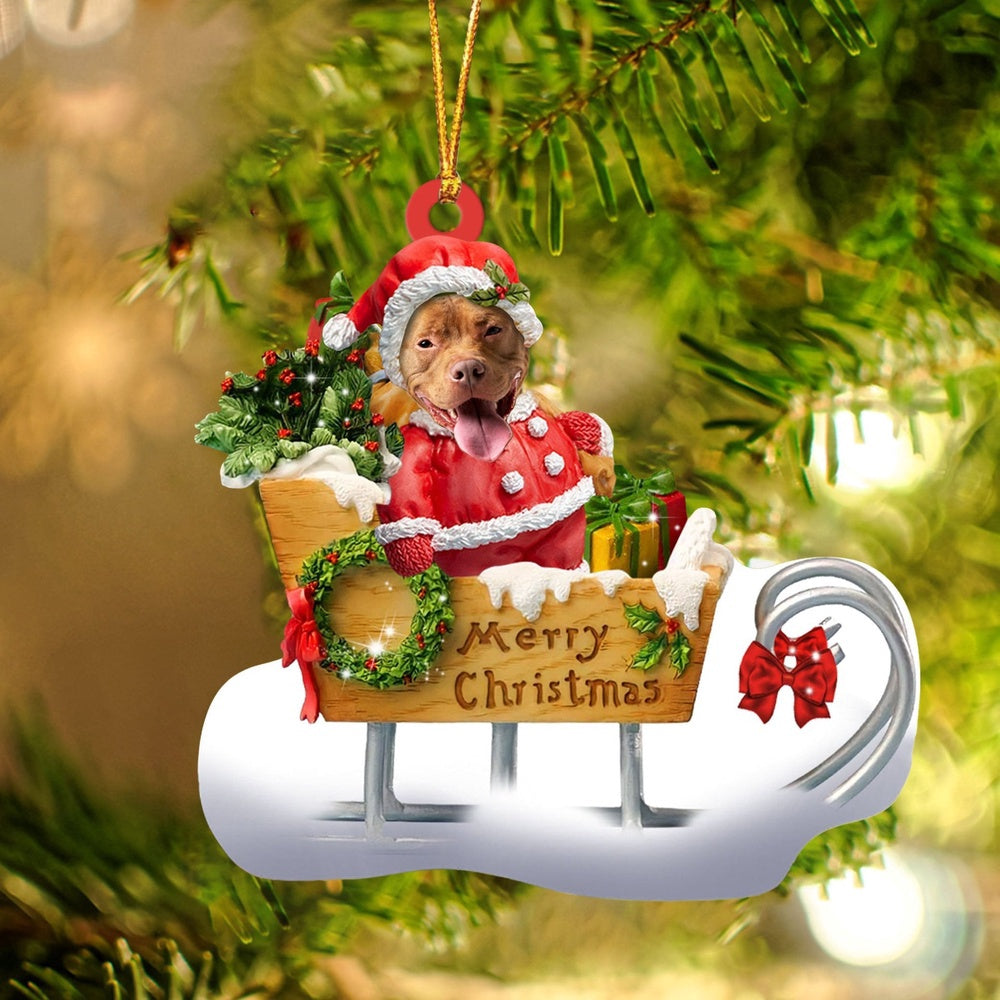 Dog Christmas Ornament, Pitbull Merry Christmas Ornament, Pet Christmas Ornaments