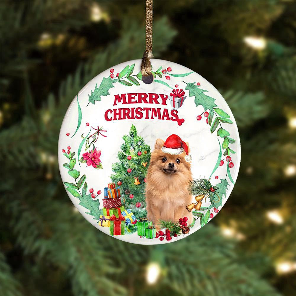Dog Christmas Ornament, Pomeranian Tree Merry Christmas Ornament, Pet Christmas Ornaments