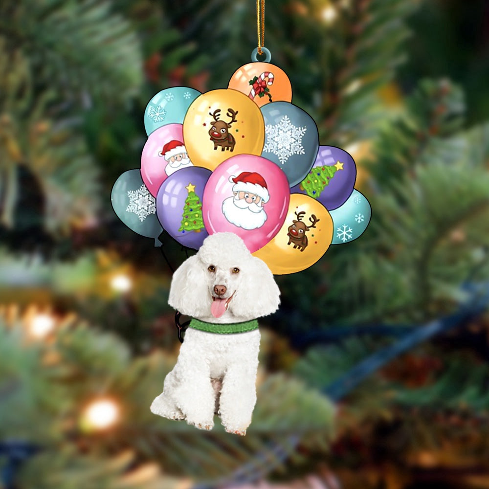 Dog Christmas Ornament, Poodle 2 With Balloons Christmas Ornament, Pet Christmas Ornaments