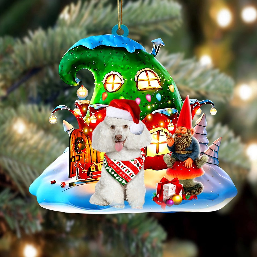 Dog Christmas Ornament, Poodle 2 With Rudolph'S House Christmas Ornament, Pet Christmas Ornaments