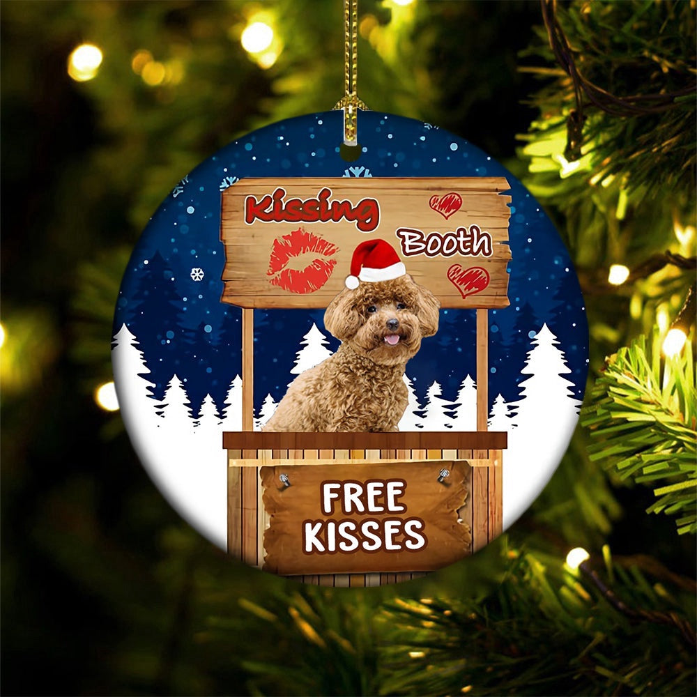Dog Christmas Ornament, Poodle Kissing Booth Christmas Ornament, Pet Christmas Ornaments