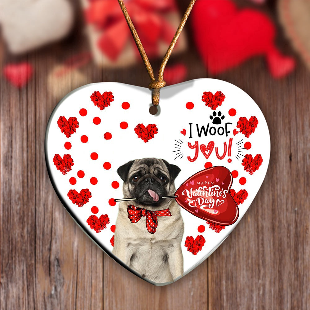 Dog Christmas Ornament, Pug Happy Valentine'S Day Ornament, Pet Christmas Ornaments