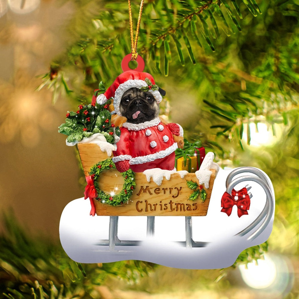 Dog Christmas Ornament, Pug Merry Christmas Ornament, Pet Christmas Ornaments