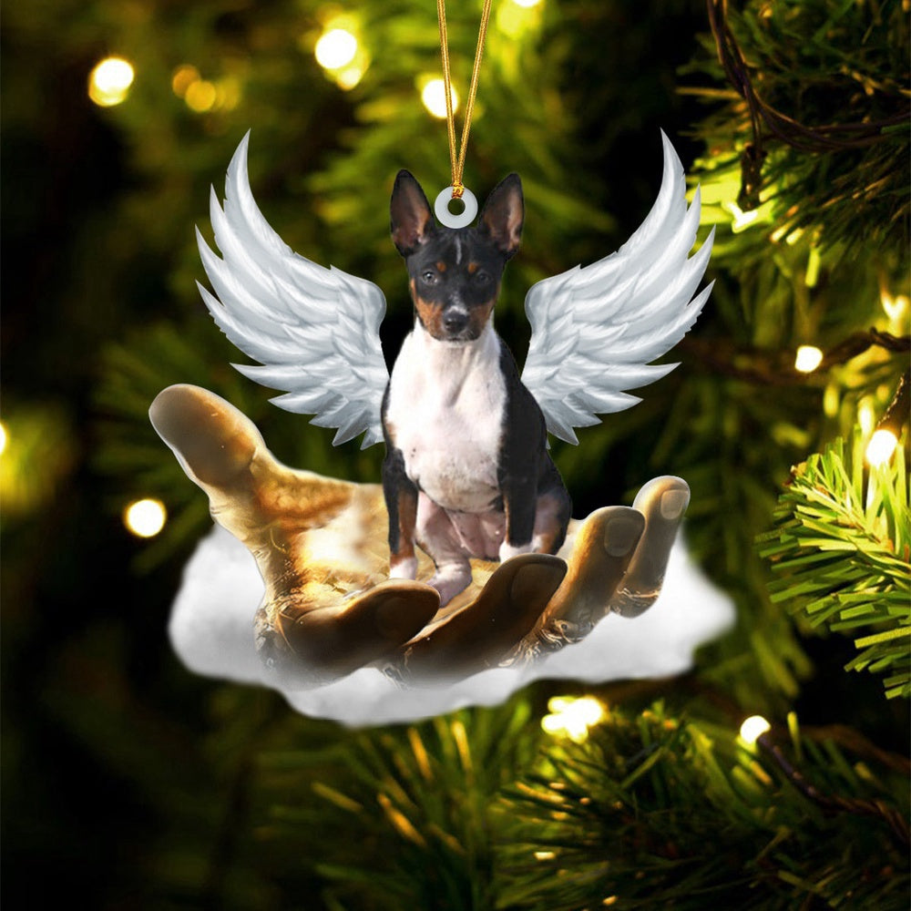 Dog Christmas Ornament, Rat Terrier On The Hands Of Jesus Ornament, Pet Christmas Ornaments