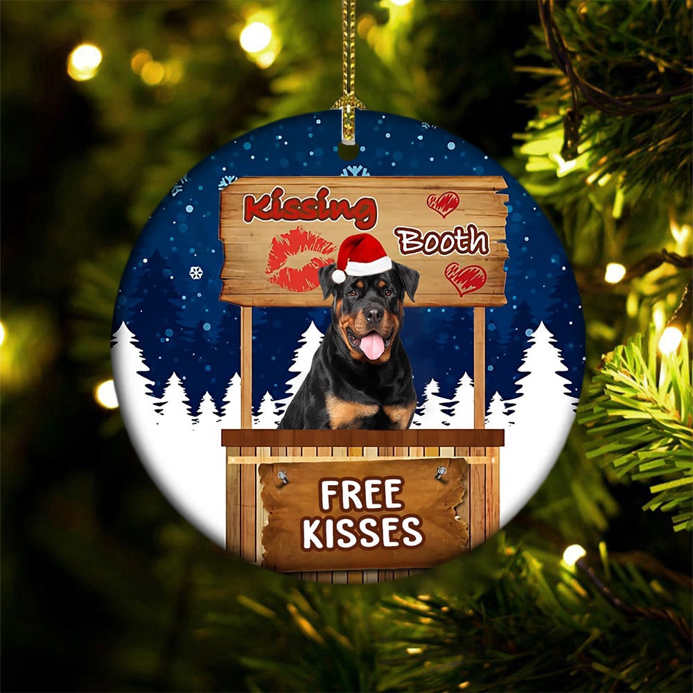 Dog Christmas Ornament, Rottweiler Kissing Booth Christmas Ornament, Pet Christmas Ornaments