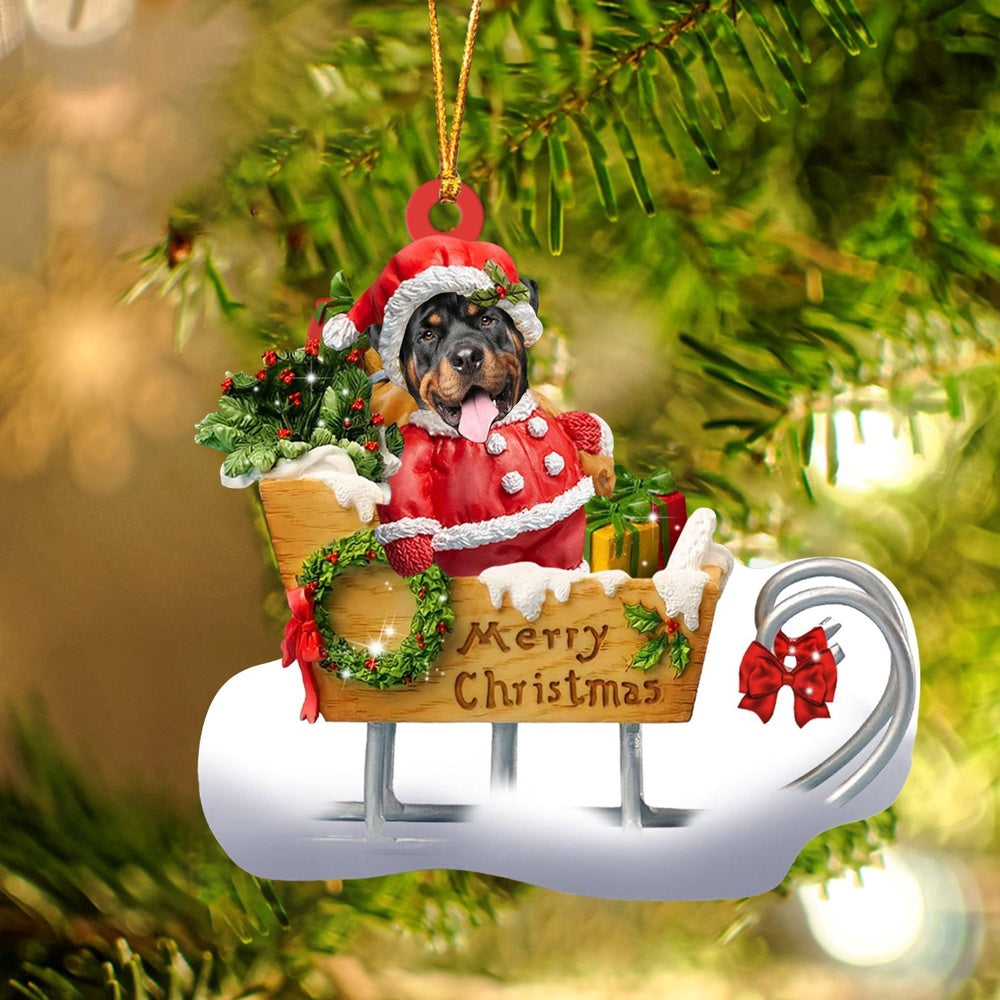 Dog Christmas Ornament, Rottweiler Merry Christmas Ornament, Pet Christmas Ornaments