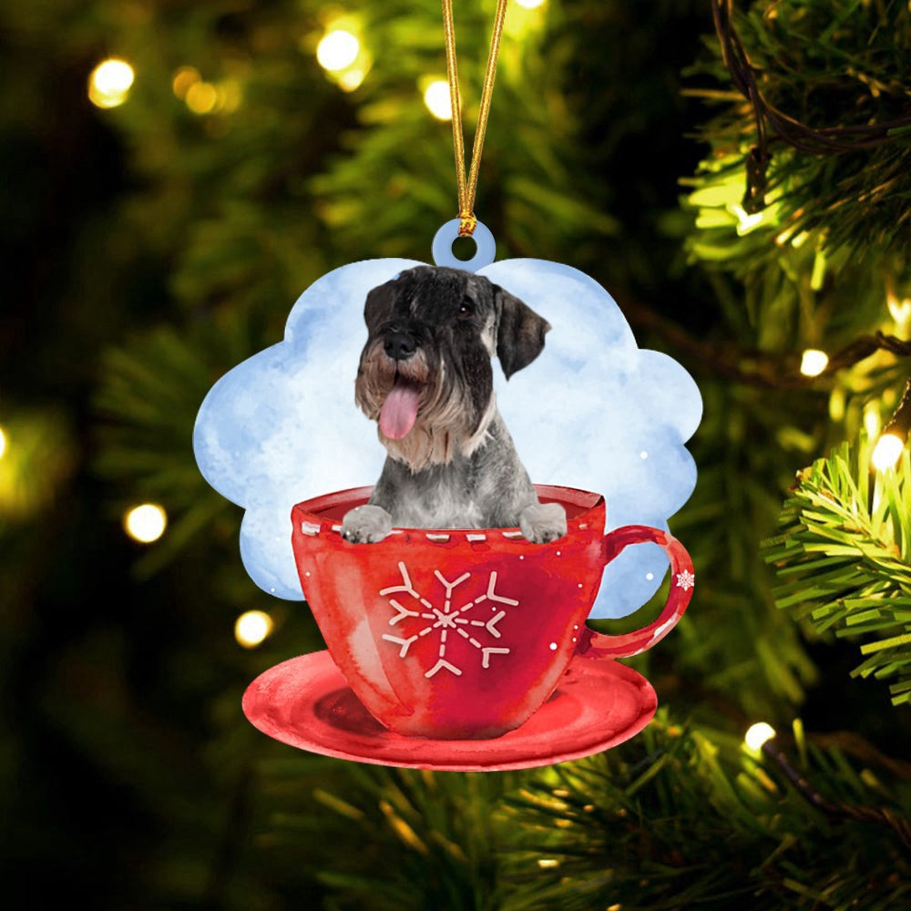 Dog Christmas Ornament, Schnauzer On The Cup Christmas Ornament, Pet Christmas Ornaments