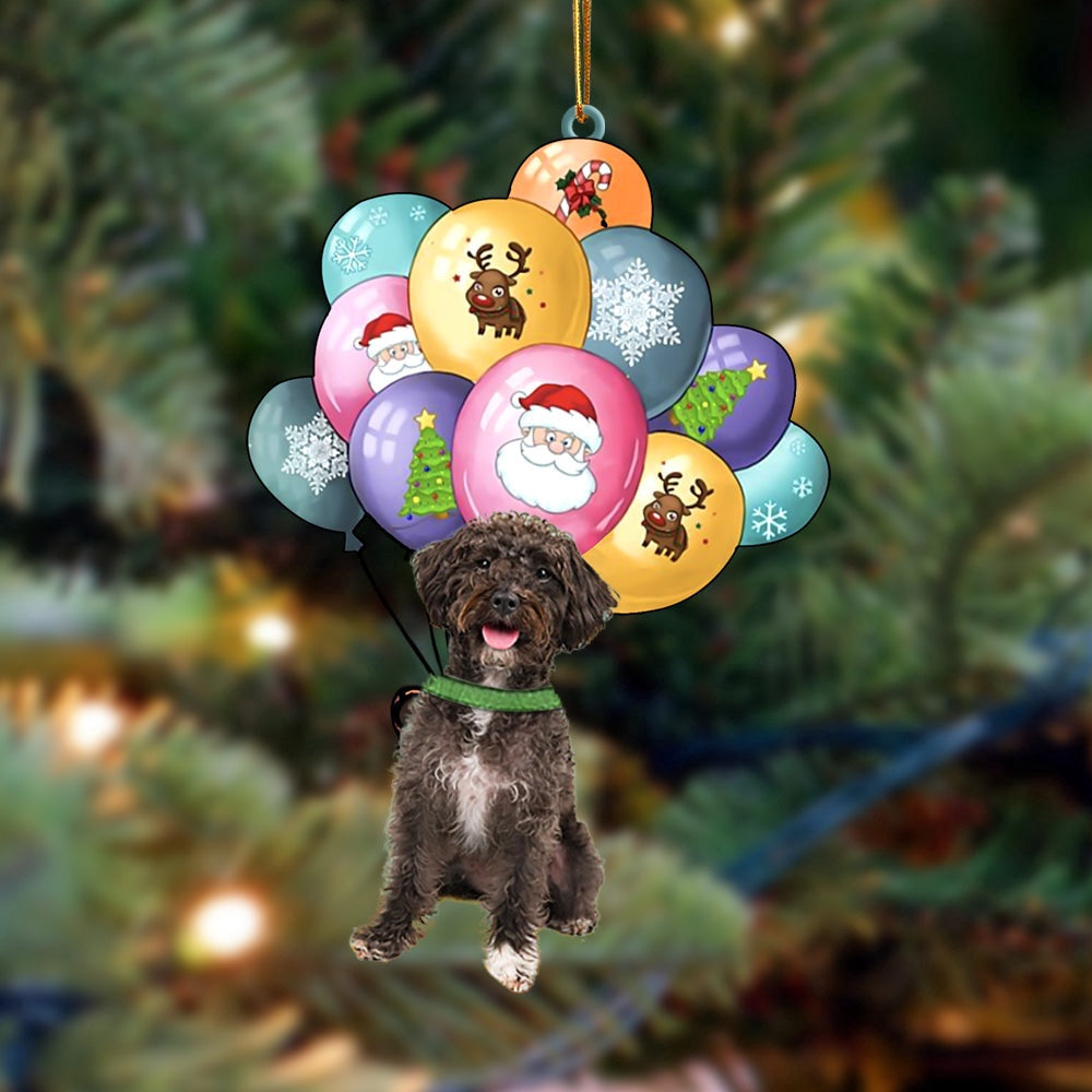 Dog Christmas Ornament, Schnoodle With Balloons Christmas Ornament, Pet Christmas Ornaments