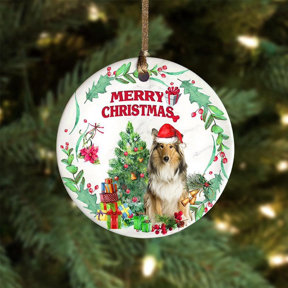 Dog Christmas Ornament, Scotch Collie Tree Merry Christmas Ornament, Pet Christmas Ornaments