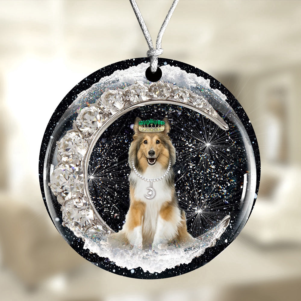 Dog Christmas Ornament, Shetland Sheepdog With Crown Diamond Ornament, Pet Christmas Ornaments