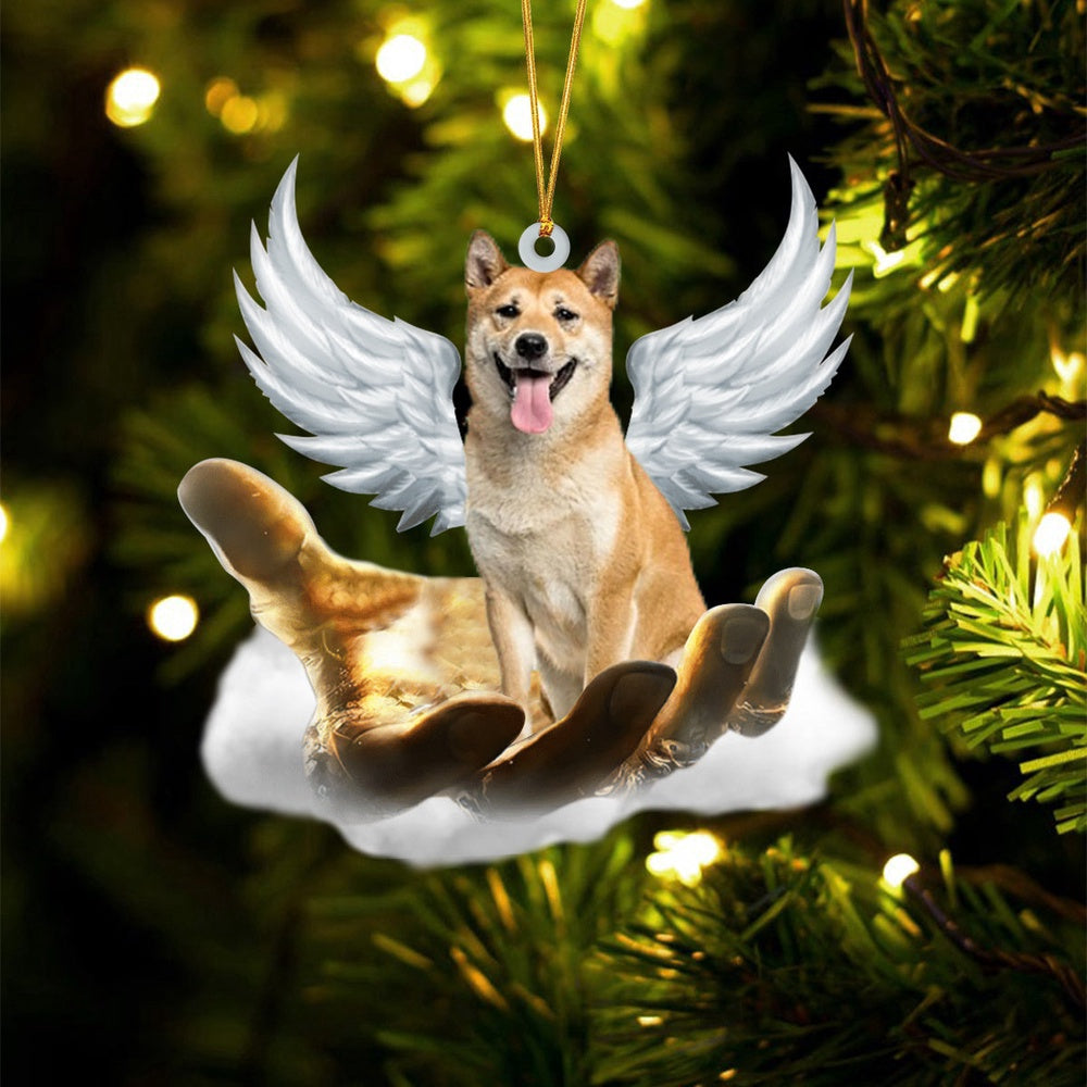 Dog Christmas Ornament, Shiba Inu On The Hands Of Jesus Ornament, Pet Christmas Ornaments
