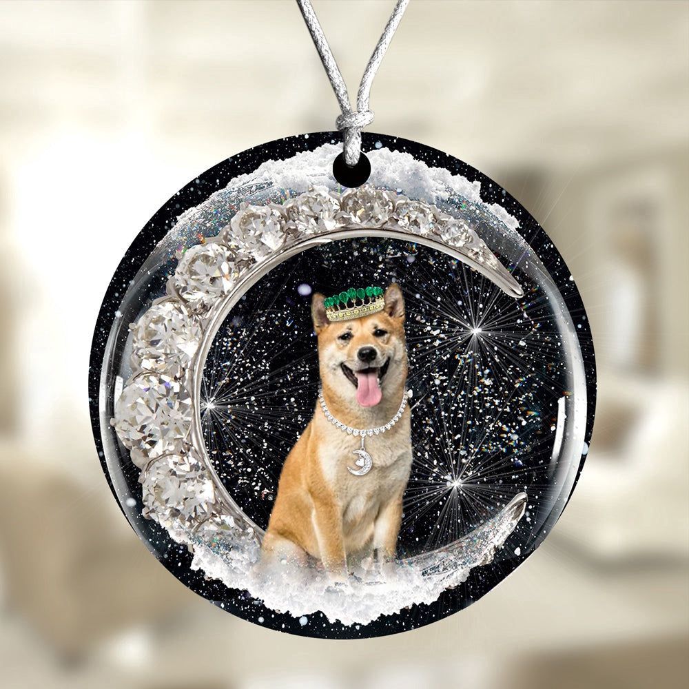 Dog Christmas Ornament, Shiba Inu With Crown Diamond Ornament, Pet Christmas Ornaments
