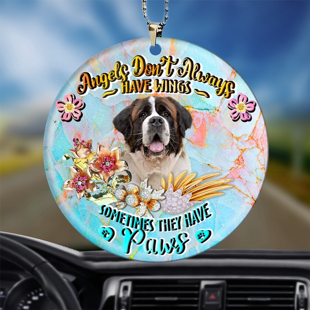 Dog Christmas Ornament, St Bernard Sometimes They Have Paws Ornament, Pet Christmas Ornaments