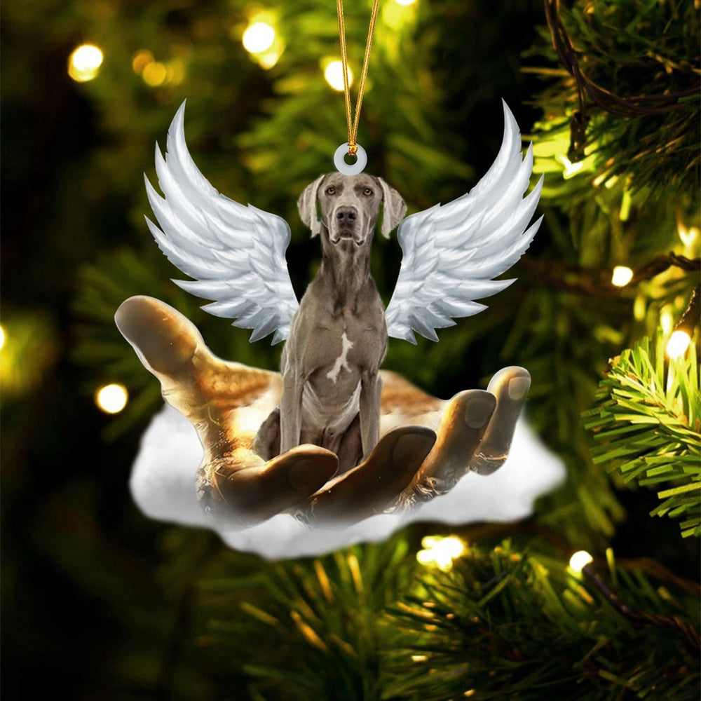 Dog Christmas Ornament, Weimaraner On The Hands Of Jesus Ornament, Pet Christmas Ornaments