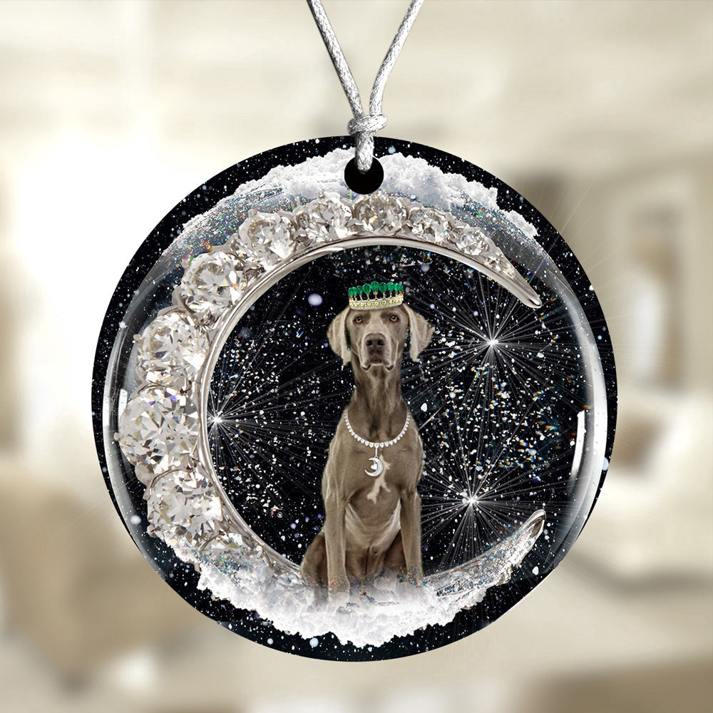 Dog Christmas Ornament, Weimaraner With Crown Diamond Ornament, Pet Christmas Ornaments