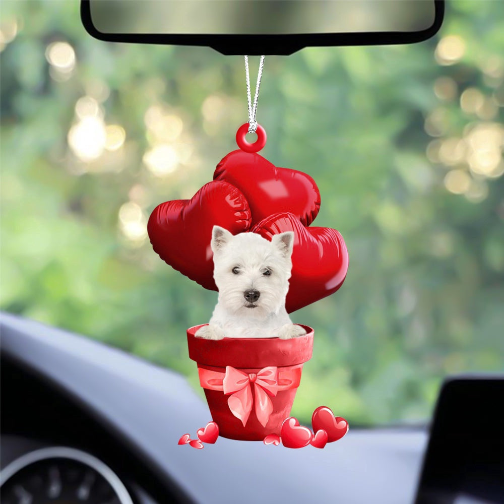 Dog Christmas Ornament, West Highland White Terrier Red Heart Balloon Ornament, Pet Christmas Ornaments