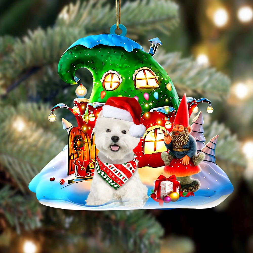 Dog Christmas Ornament, West Highland White Terrier With Rudolph's House Christmas Ornament, Pet Christmas Ornaments