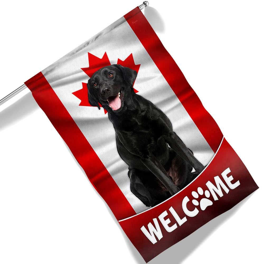 Dog Garden Flags, Black Labrador Retriever Dog Welcome Canadian Flag, Dog Flags For House, Dog Owner Gift