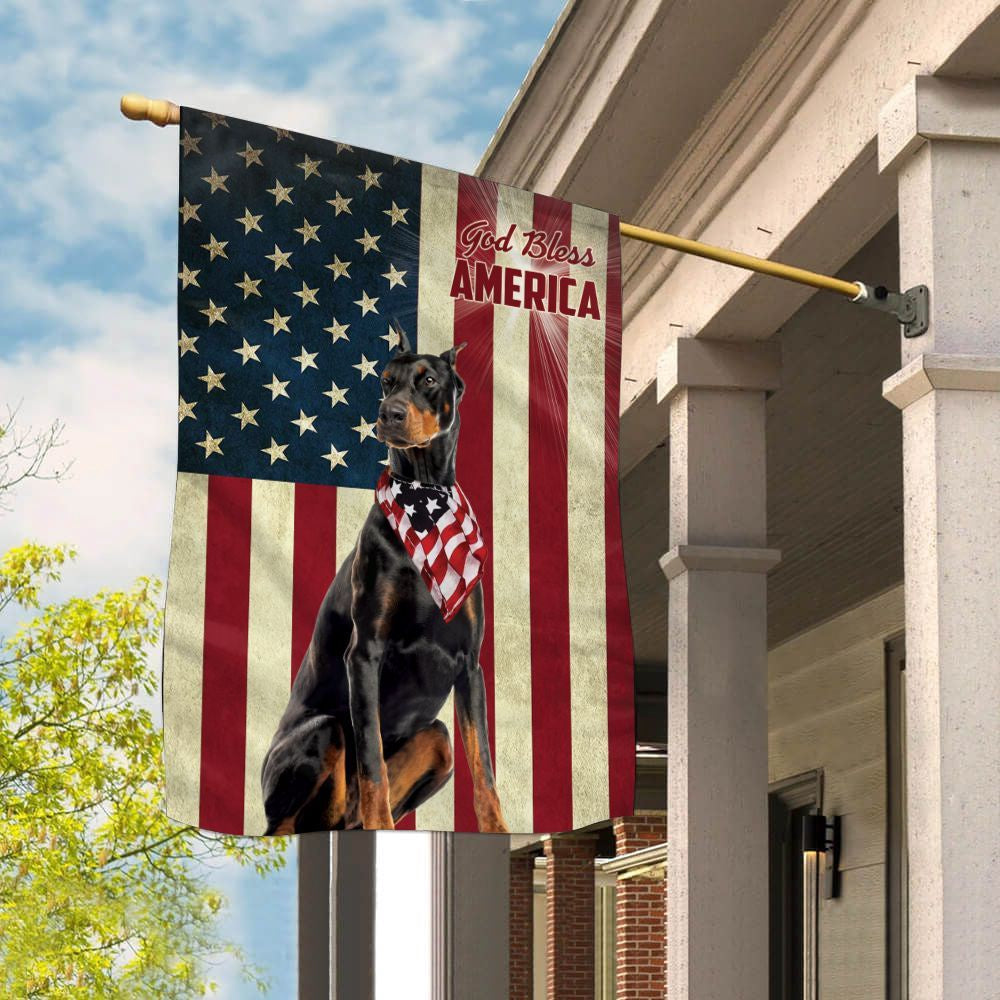 Dog Garden Flags, Doberman God Bless House Flag, Dog Flags For House, Dog Owner Gift