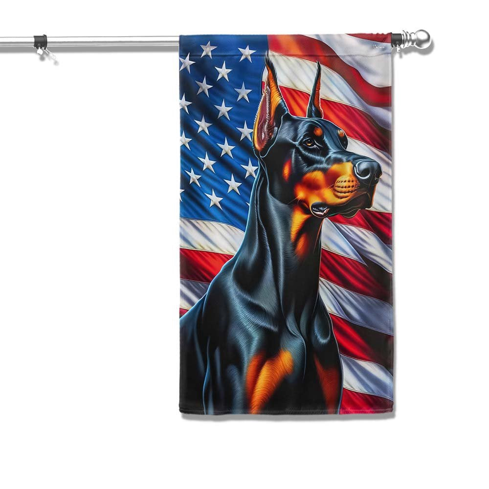 Dog Garden Flags, Doberman Pinscher Dog American Flag, Dog Flags For House, Dog Owner Gift