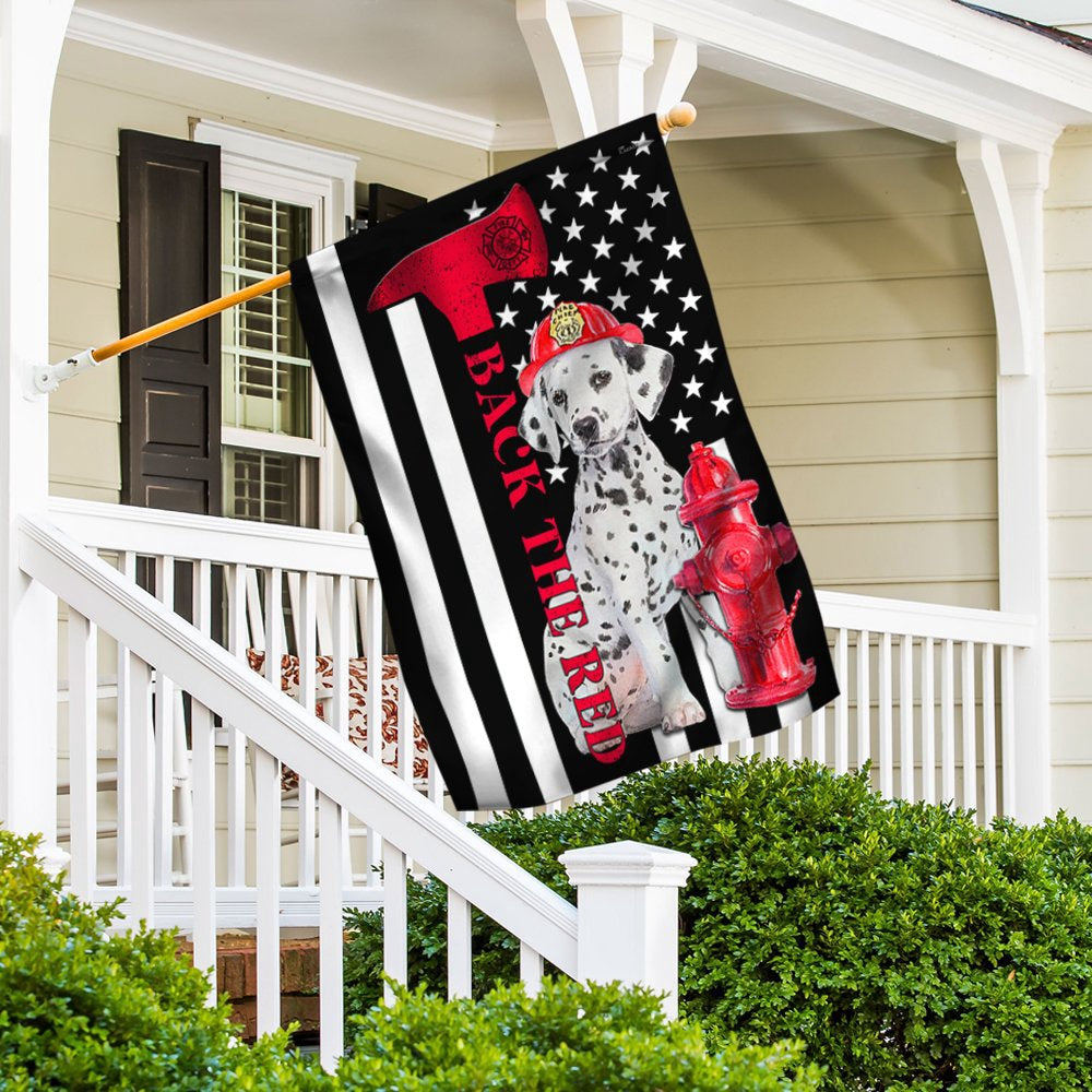 Dog Garden Flags, Firefighter Dalmatian Fire Dog Flag Back The Red, Dog Flags For House, Dog Owner Gift