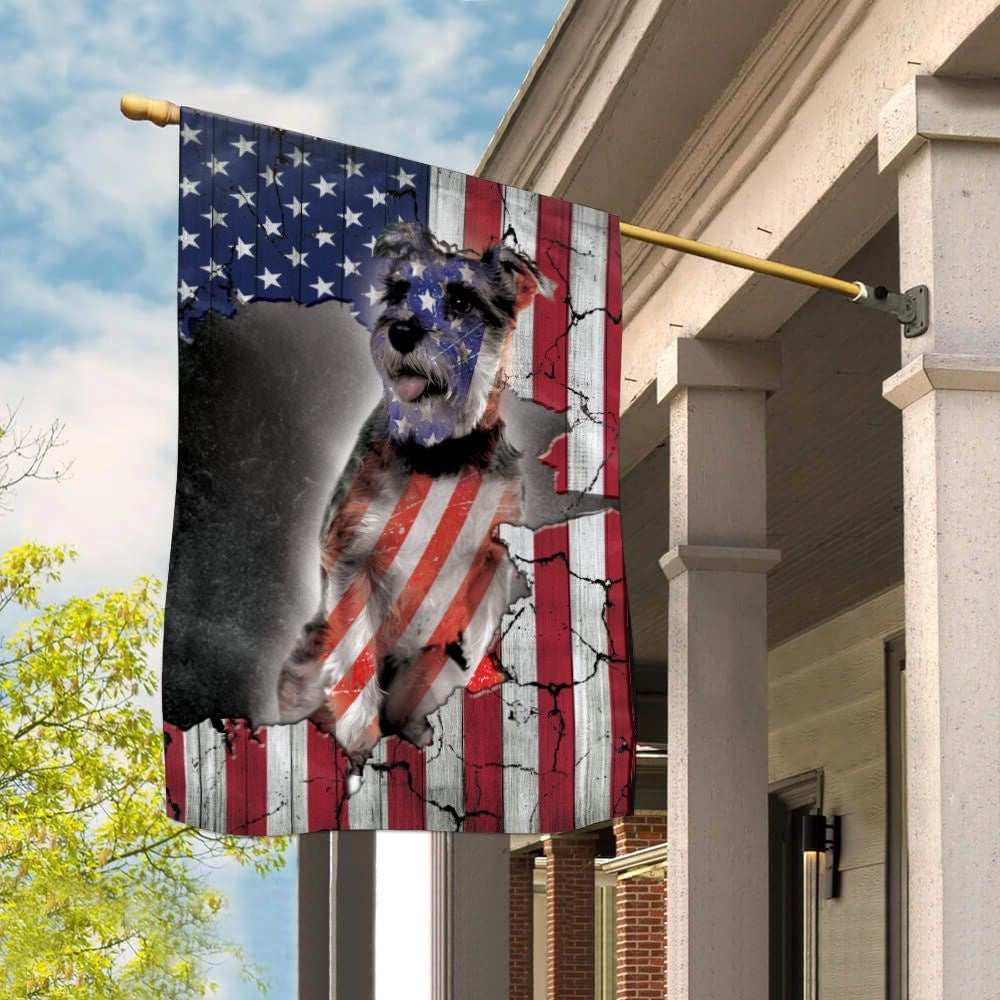 Dog Garden Flags, Miniature Schnauzer Usa Flag, Dog Flags For House, Dog Owner Gift
