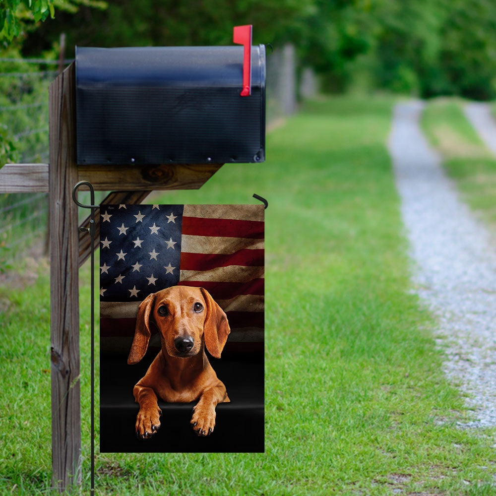 Dog Garden Flags, Red Dachshund American Flag, Dog Flags For House, Dog Owner Gift
