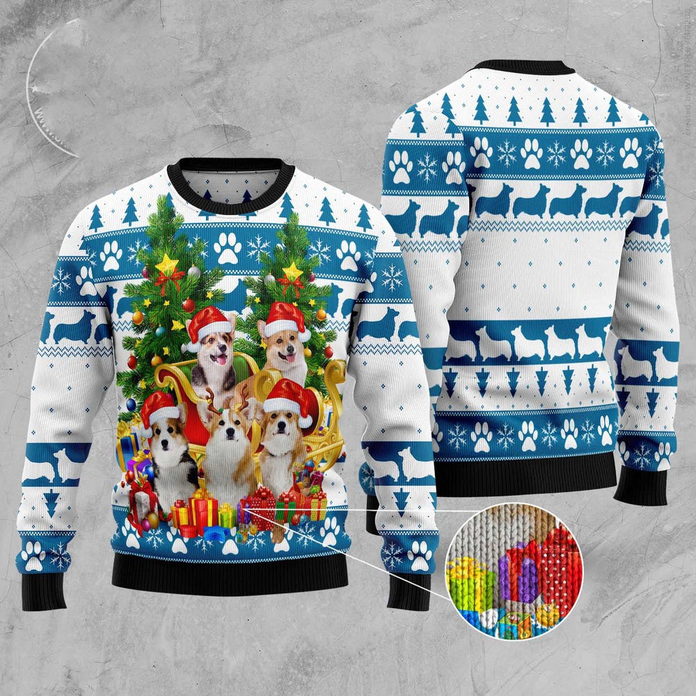 Dog Xmas Sweater, Pembroke Welsh Corgi Greeting Ugly Christmas Sweater, Funny Xmas Sweater